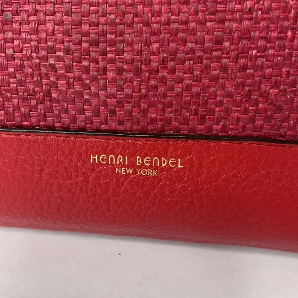 Henri Bendel red woven leather clutch envelope chain bag - Picture 4 of 11